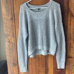 American Eagle Outfitters Light Gray Knit Scoop Neck Sweater